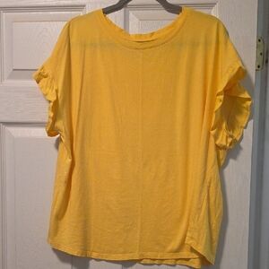 crown & ivy Lemon Ruffle Sleeve Crew Tee